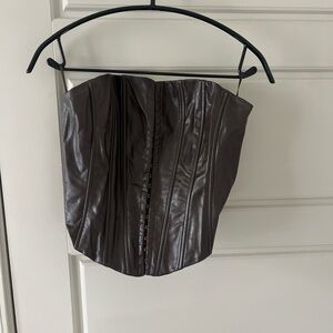 Dark Brown Strapless Corset Top